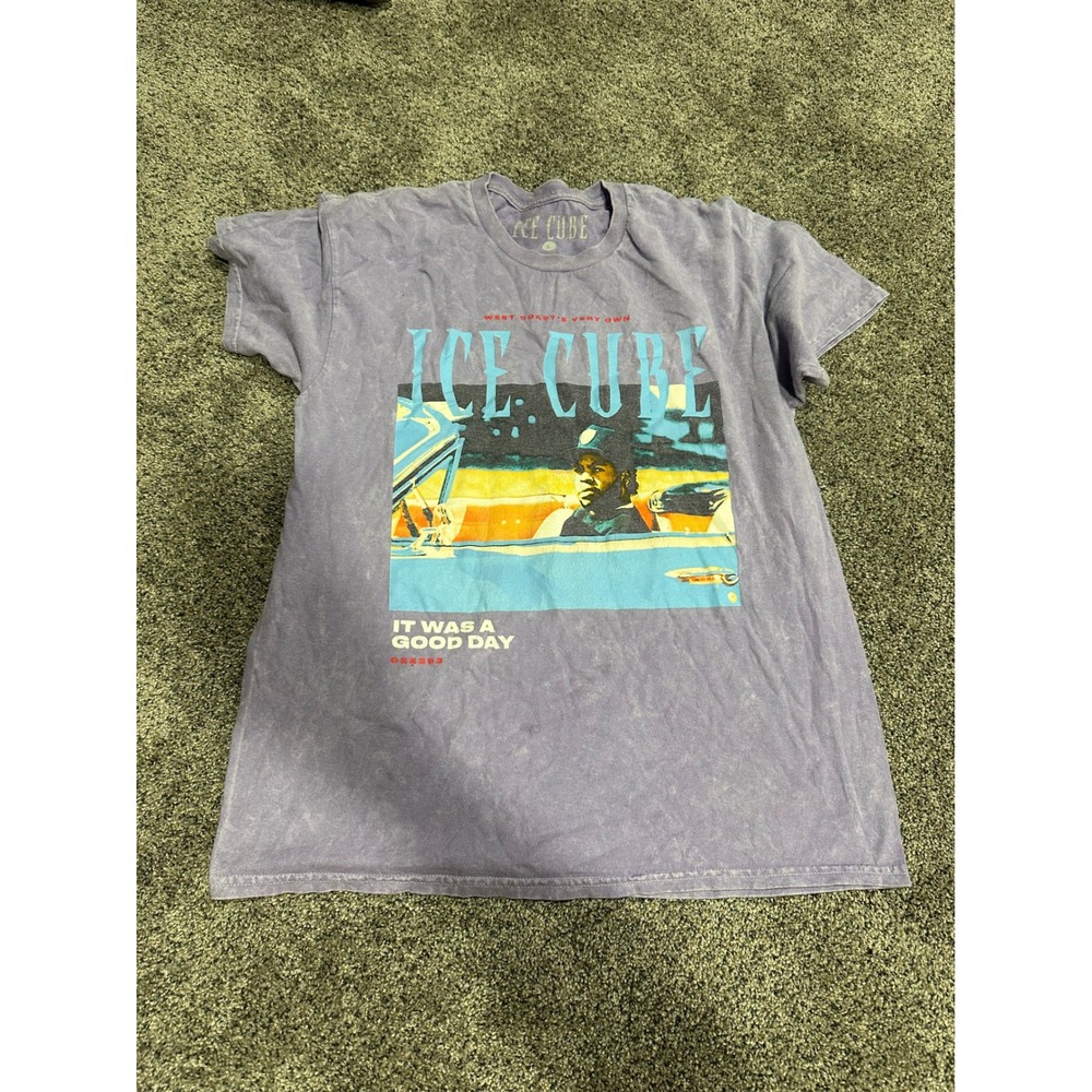 Ice Cube It Was A Good Day Purple Acid Wash Graphic T-Shirt Mens Large Hip Hop